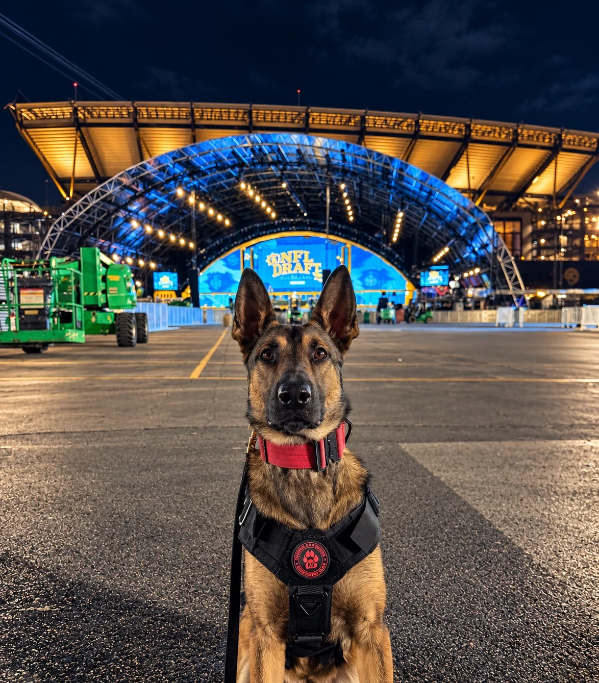 K9 detection team at event load-in